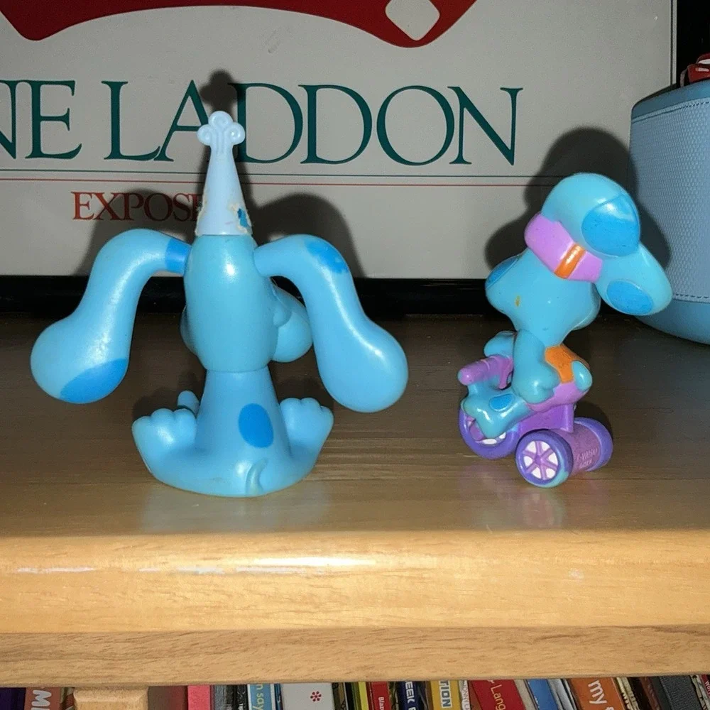 Vintage 1998 Blues Clues Birthday Hat Figure Cake Topper Bike Bicycle Lot Of 2